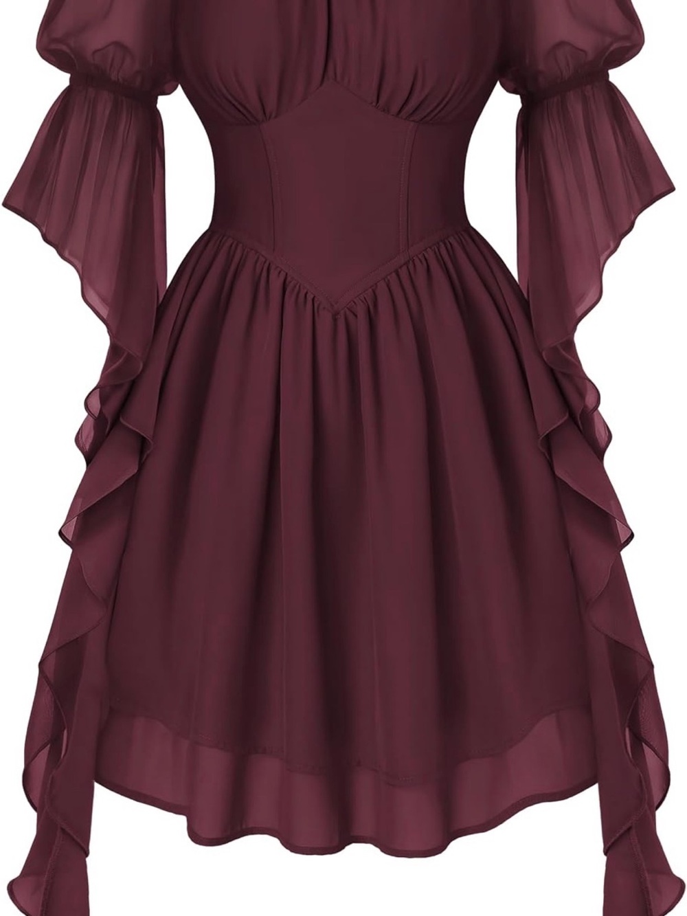 Scarlet Darkness Wine Red Corset Chiffon Fairy Renaissance Mini Dress S NWT